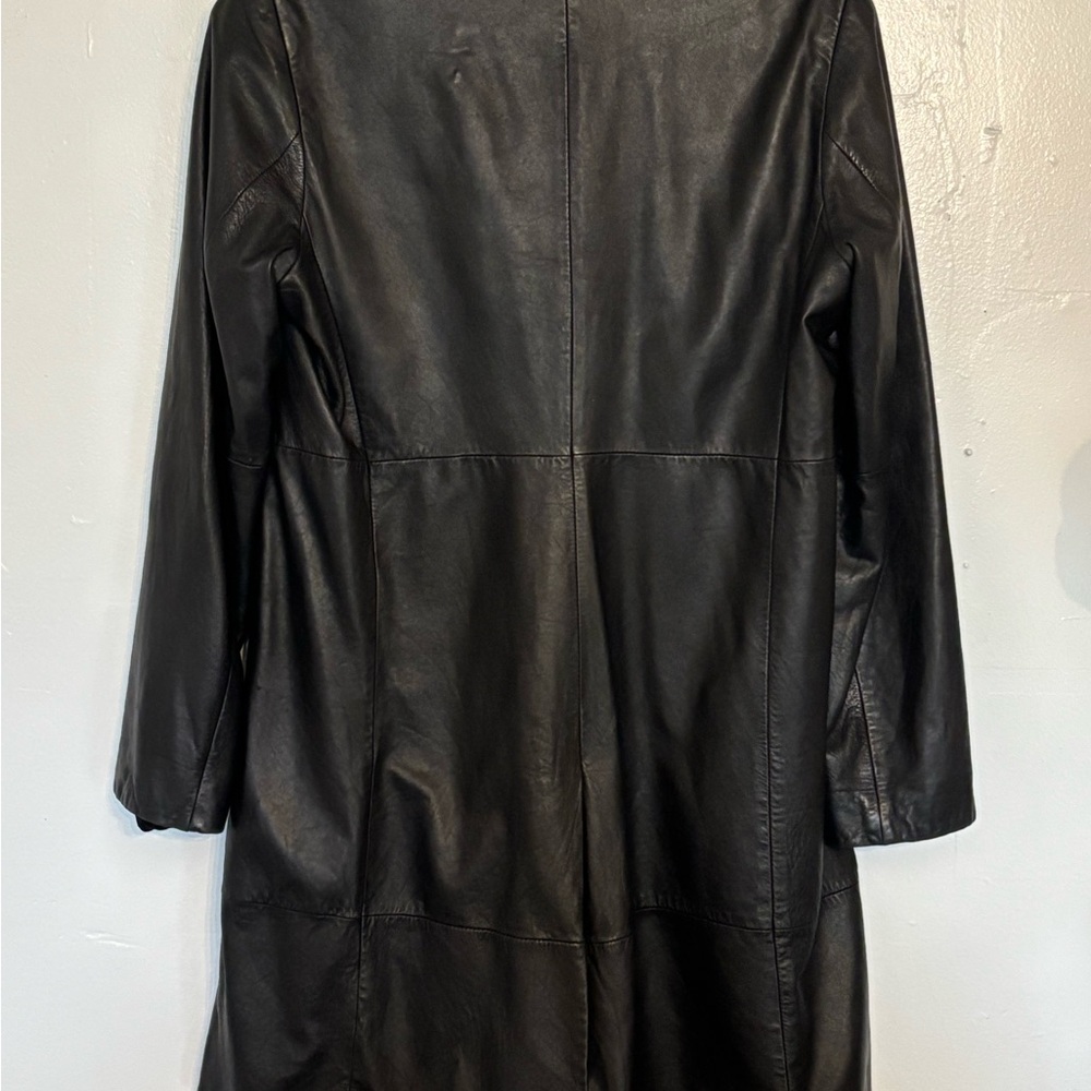 Banana Republic Black Leather Longline Coat